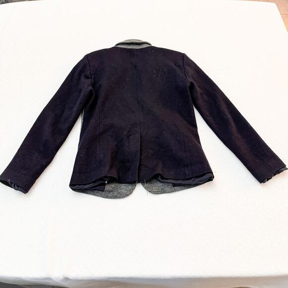 J. Crew Wool Blazer Contrast Sleeves Gray Navy Size 4 - Picture 3 of 4
